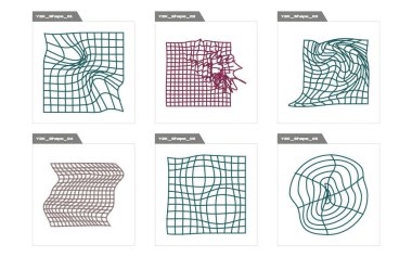 Vektör Grafik Varlıkları Ayarlandı. Moda geometrik postmodern figürler. Modern soyut formlar. Fütürist. Vektör illüstrasyonu