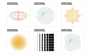 Tasarım için geçmişe dönük gelecek elementler. Soyut grafik geometrik sembollerin büyük bir koleksiyonu. Modern tişörtler için tasarlanmış. Yıldızlar, yıldız patlaması. Vektör illüstrasyonu