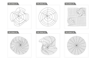 Y2K vektör kümesi. Geçmişe dönük grafik süslemeleri. Siberpunk elementleri. Tasarım karşıtı. Vektör illüstrasyonu