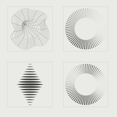 Tasarım için geçmişe dönük gelecek elementler. Moda geometrik postmodern figürler. Notlar için şablonlar, posterler. Siyah arka planda izole edilmiş. Vektör illüstrasyonu