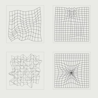 Vahşilik şekilleri. Çılgın psikedelik retro fütüristik set. Notlar için şablonlar, posterler. Projeler, posterler, afişler. Vektör illüstrasyonu