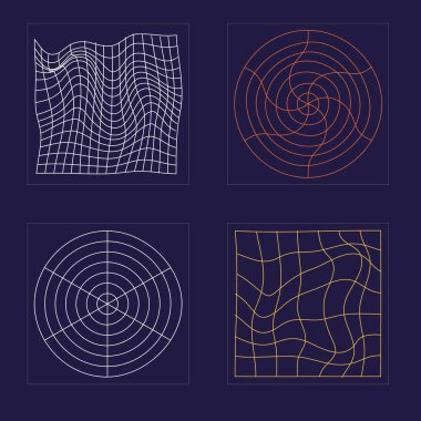 Vektör Grafik Varlıkları Ayarlandı. Moda geometrik postmodern figürler. Modern tişörtler için tasarlanmış. Retro Futurist. Vektör illüstrasyonu