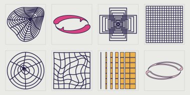 Y2K elementlerinin toplanması. Acımasızlık yıldızları ve çiçek şekilleri. Siberpunk elementleri. Siyah arka planda izole edilmiş. Vektör illüstrasyonu