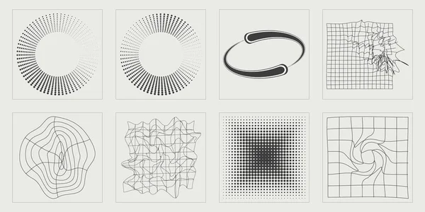 Vektör Grafik Varlıkları Ayarlandı. Çılgın psikedelik retro fütüristik set. Notlar için şablonlar, posterler. Siyah arka planda izole edilmiş. Vektör illüstrasyonu