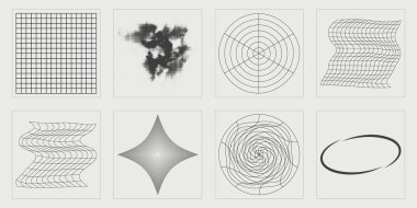 Vektör Grafik Varlıkları Ayarlandı. Çılgın psikedelik retro fütüristik set. Siberpunk elementleri. Fütürist. Vektör illüstrasyonu