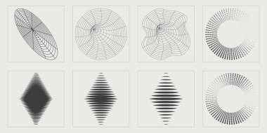 Tasarım için geçmişe dönük gelecek elementler. Moda geometrik postmodern figürler. Grafik dekorasyonu için elementler. Fütürist. Vektör illüstrasyonu