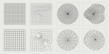 Y2K elementlerinin toplanması. Geçmişe dönük grafik süslemeleri. Modern soyut formlar. Siyah arka planda izole edilmiş. Vektör illüstrasyonu