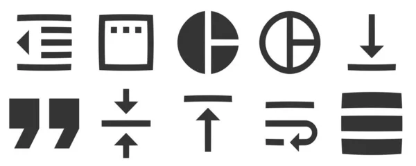 Satz Von Symbolen Text Editor Eine Reihe Von Vektorsymbolen Einfaches — Stockvektor