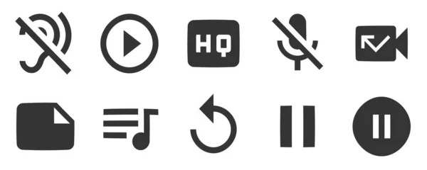 Set Von Symbolen Audio Und Video Liniensymbole Sammlung Modernen Trend — Stockvektor