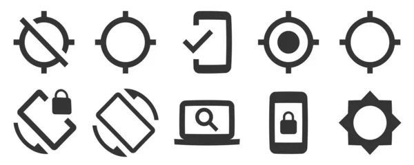 Set Von Symbolen Gerät Creative Business Solutions Icon Set Vereinzelte — Stockvektor