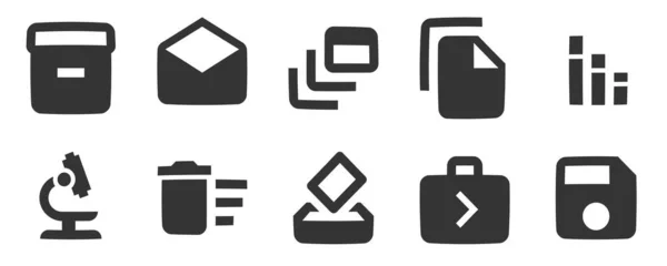 Conjunto Iconos Dispositivo Conjunto Iconos Soluciones Empresariales Creativas Delinear Signos — Archivo Imágenes Vectoriales