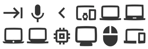 Set Van Iconen Hardware Een Set Vectoriconen Eenvoudige Set Voor — Stockvector