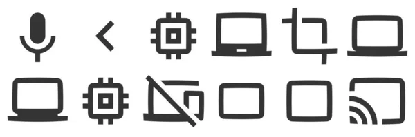 Set Von Symbolen Hardware Vektorillustration Von Thin Line Icons Setzen — Stockvektor