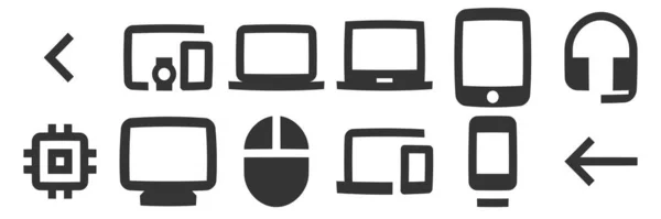Комплект Иконок Hardware Векторная Коллекция Тонкой Линии Иконки Web Установите — стоковый вектор