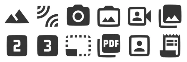 Set Van Pictogrammen Afbeelding Vector Illustratie Van Dunne Lijn Pictogrammen — Stockvector