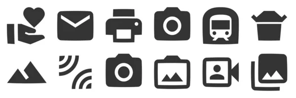 Набор Значков Изображение Коллекция Иконок Линий Очертите Изолированные Знаки Мобильных — стоковый вектор