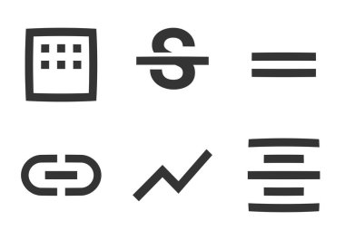 6 simge düzenleyicisi. Bir set vektör simgeleri. Basit Set. mobil ve web için. Büyük UI simgesi düz dizayn edildi. Vektör illüstrasyonu