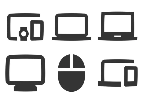 Set Icone Hardware Linea Icone Collezione Set Semplice Dispositivi Mobili — Vettoriale Stock
