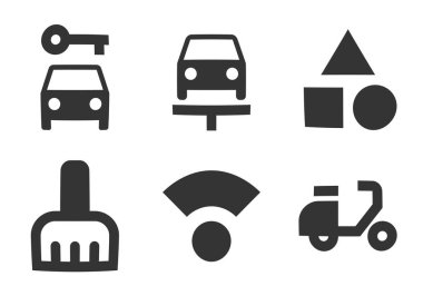 6 simge haritası. İnce çizgi simgelerinin vektör çizimi. Kalite simgesini ayarla. Doğrusal semboller ayarlandı. İnce doldurulmuş simgeler paketi. UX UI