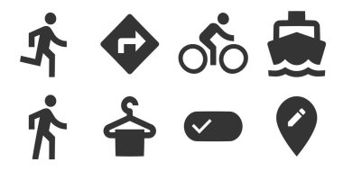 8 simge haritası. Vektör koleksiyonu ince çizgi Web simgesi. Basit Set. mobil ve web için. İnce doldurulmuş simgeler paketi. UI ve UX