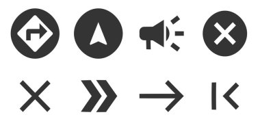 8 simge navigasyon seti. Satır simgeleri koleksiyonu. Kalite simgesini ayarla. Doğrusal semboller ayarlandı. Büyük UI simgesi düz dizayn edildi. Vektör illüstrasyonu