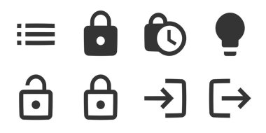 8 simge eylemi. Bir set vektör simgeleri. Taslak izole işaretler. Doğrusal simgeler ayarlandı. Büyük UI simgesi seti. UX UI