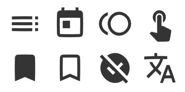 8 simge eylemi. İnce çizgi simgelerinin vektör çizimi. Taslak izole işaretler. Doğrusal simgeler ayarlandı. Büyük UI simgesi düz dizayn edildi. UX UI