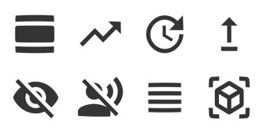 8 simge eylemi. Vektör koleksiyonu ince çizgi Web simgesi. Kalite simgesini ayarla. Doğrusal simgeler ayarlandı. İnce doldurulmuş simgeler paketi. UI ve UX