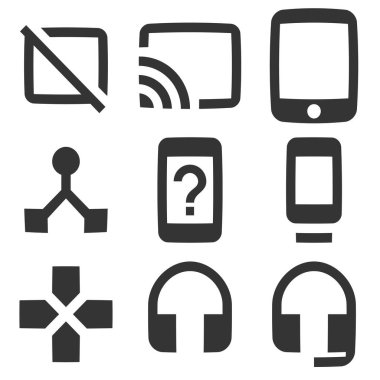 9 simge donanımı. İnce çizgi simgelerinin vektör çizimi. Modern moda tarzında. Doğrusal semboller ayarlandı. İnce doldurulmuş simgeler paketi. UI ve UX