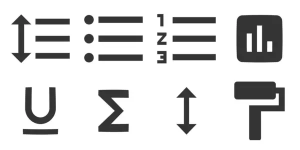 Set Von Symbolen Editor Eine Reihe Von Vektorsymbolen Vereinzelte Anzeichen — Stockvektor