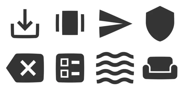 Set Mit Symbolen Inhalt Eine Reihe Von Vektorsymbolen Einfaches Set — Stockvektor