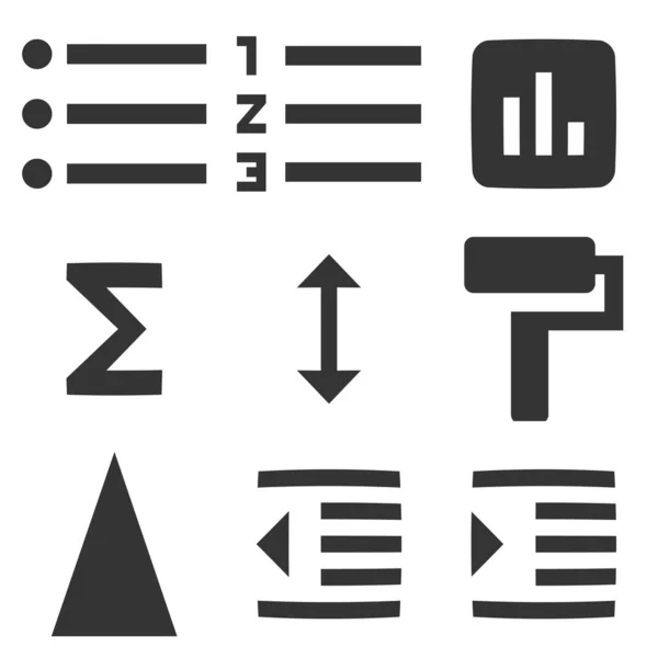 Set Von Symbolen Editor Eine Reihe Von Vektorsymbolen Setzen Sie — Stockvektor
