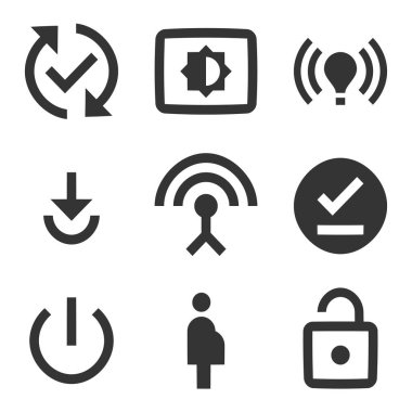 9 simge eylemi. Modern ince çizgi simgeleri. Modern moda tarzında. mobil ve web için. İnce doldurulmuş simgeler paketi. UI ve UX