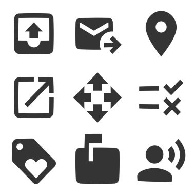 9 simge eylemi. Vektör koleksiyonu ince çizgi Web simgesi. Taslak izole işaretler. Doğrusal semboller ayarlandı. Büyük UI simgesi düz dizayn edildi. UX UI