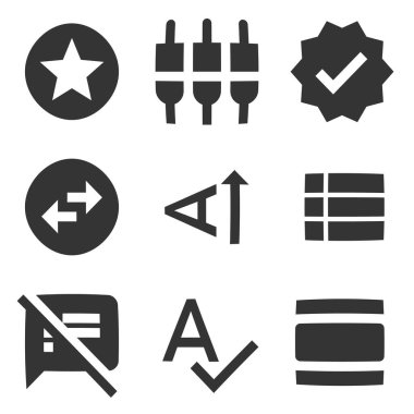 9 simge eylemi. İnce çizgi simgelerinin vektör çizimi. Taslak izole işaretler. Doğrusal semboller ayarlandı. İnce doldurulmuş simgeler paketi. UI ve UX