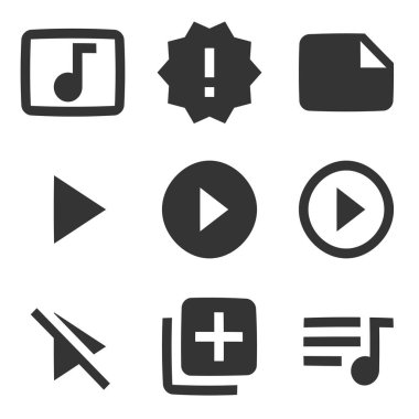 9 simge ses ve video seti. Yaratıcı iş çözümleri simgesi seti. Basit Set. Doğrusal simgeler ayarlandı. Büyük UI simgesi seti. UX UI