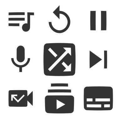 9 simge ses ve video seti. Modern ince çizgi simgeleri. Kalite simgesini ayarla. Doğrusal simgeler ayarlandı. Büyük UI simgesi seti. UX UI