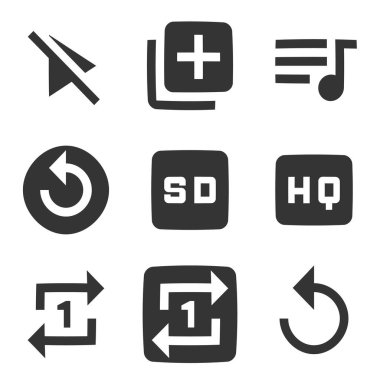 9 simge ses ve video seti. Satır simgeleri koleksiyonu. Basit Set. Doğrusal simgeler ayarlandı. Büyük UI simgesi düz dizayn edildi. UX UI