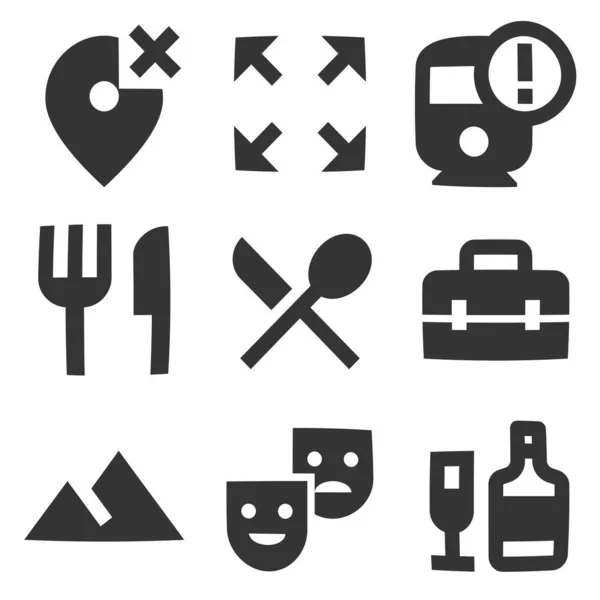 Set Von Symbolen Karten Liniensymbole Sammlung Einfaches Set Für Mobile — Stockvektor