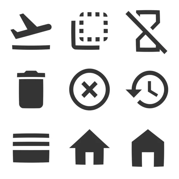 Set Von Symbolen Aktionen Eine Reihe Von Vektorsymbolen Setzen Sie — Stockvektor