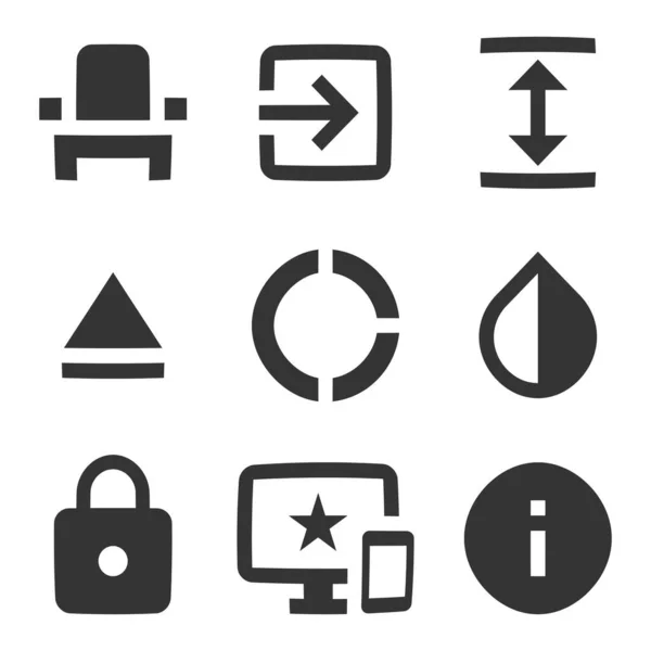 Set Von Symbolen Aktionen Liniensymbole Sammlung Vereinzelte Anzeichen Umreißen Für — Stockvektor