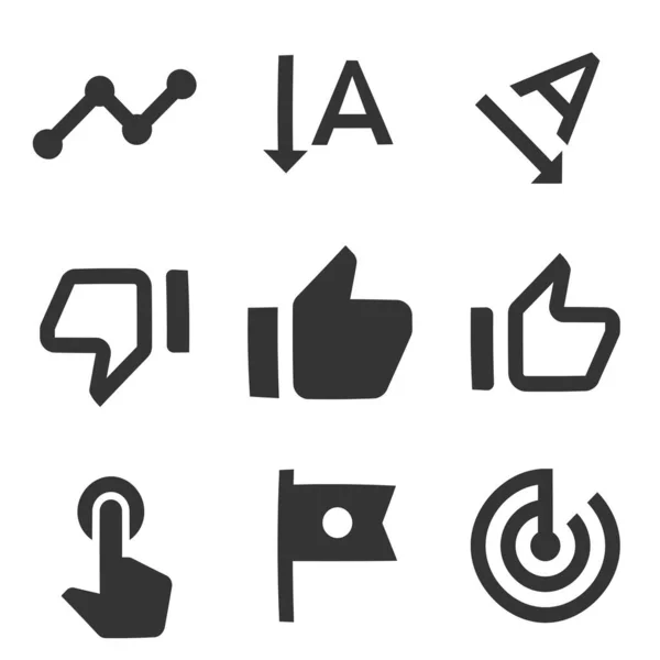Set Von Symbolen Aktionen Eine Reihe Von Vektorsymbolen Vereinzelte Anzeichen — Stockvektor