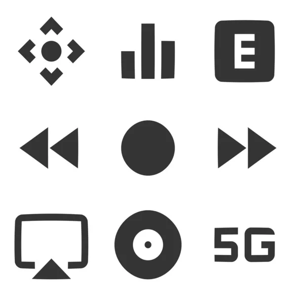 Set Von Symbolen Audio Und Video Liniensymbole Sammlung Setzen Sie — Stockvektor