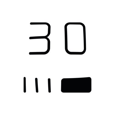30 dakika vektör simgesi. Taslak izole işareti. Doğrusal simge. Büyük UI simgesi. UI ve UX