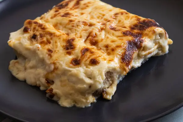 stock image Dish of cannelloni with meat as traditional catalan christmas food