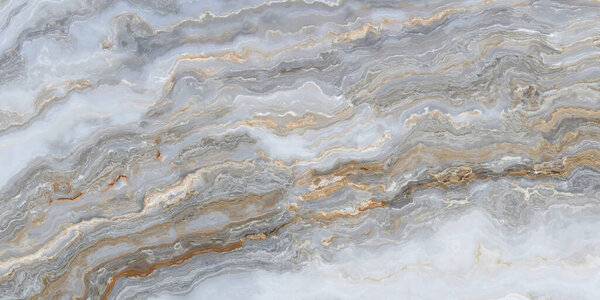 Белый мраморный узор с вьющимися серыми и золотыми венами. Абстрактная текстура и фон. 2D-иллюстрация
