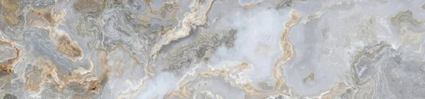 Vitt Marmormönster Med Lockigt Grått Och Guldfärgade Vener Abstrakt Struktur — Stockfoto
