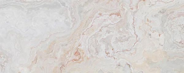 Beige Marmormuster Mit Lockigen Weißen Und Orangefarbenen Adern Abstrakte Textur — Stockfoto