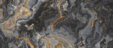 Kıvırcık turuncu damarlı siyah akik mermer deseni. Soyut doku ve arkaplan. 2B illüstrasyon