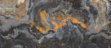 Kıvırcık turuncu damarlı siyah akik mermer deseni. Soyut doku ve arkaplan. 2B illüstrasyon